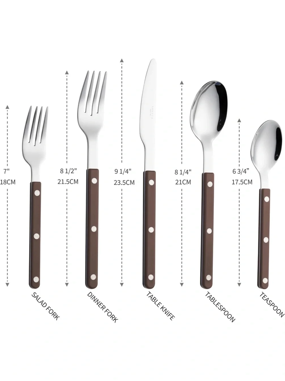 ANNOVA NWT 10pc Stainless Steel silverware set -silver/brown - Picture 3 of 10